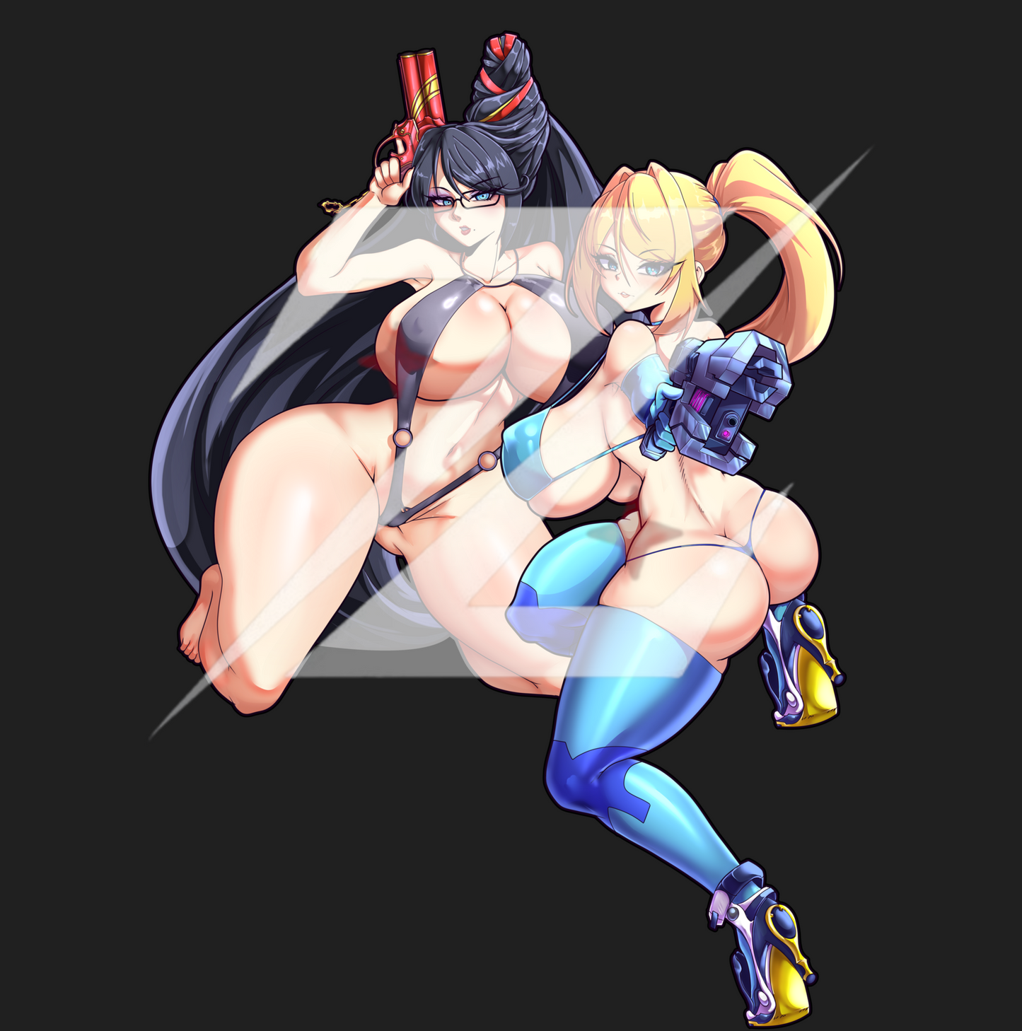 Samus and Bayonetta Summer Vacation Enamel Pin