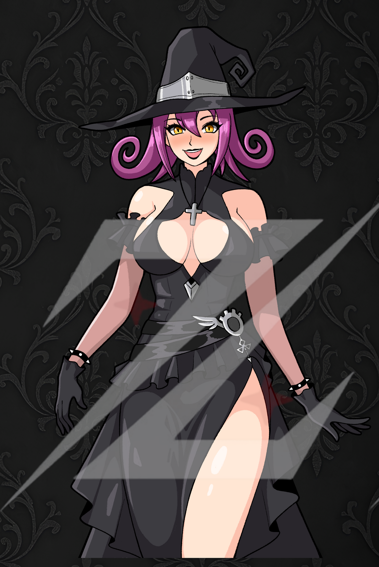 Gothic Cat Witch Blair Pin