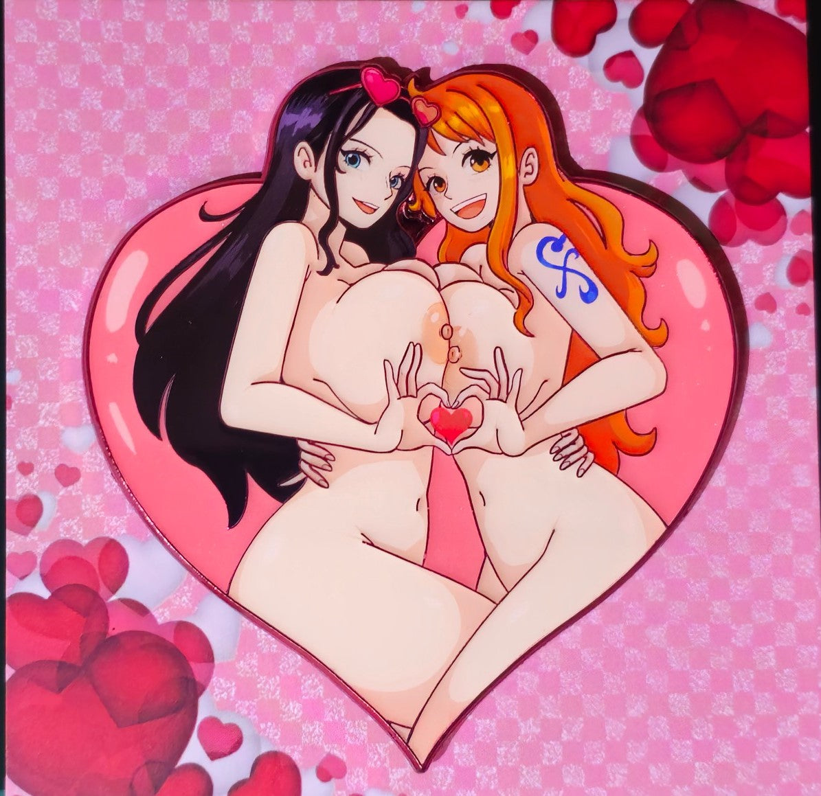 Valentines Day Duo Nico Robin and Nami Waifu Enamel Pin