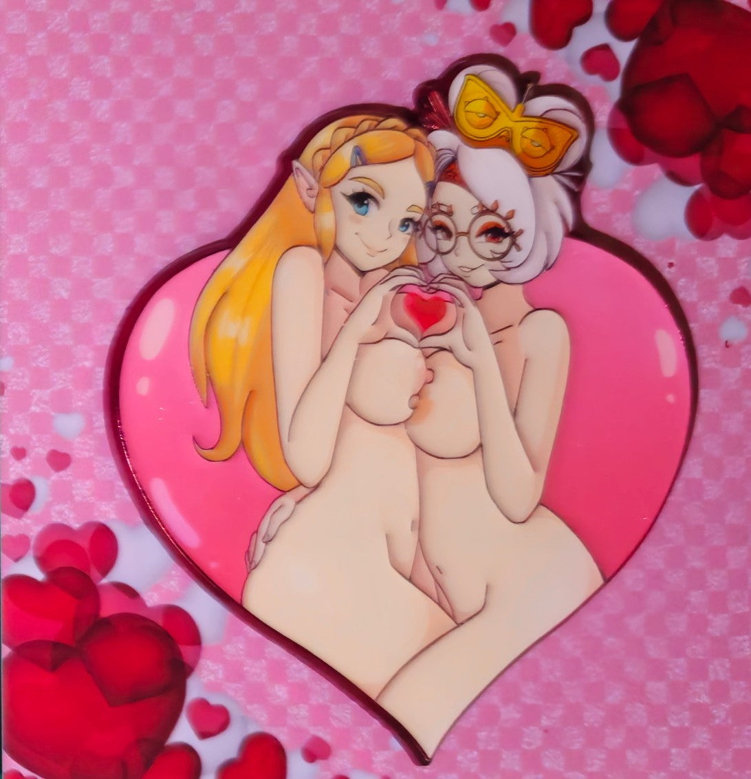 Valentines Day Duo Princess Zelda and Purah Waifu Enamel Pin