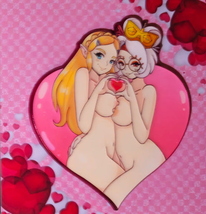 Valentines Day Duo Princess Zelda and Purah Waifu Enamel Pin